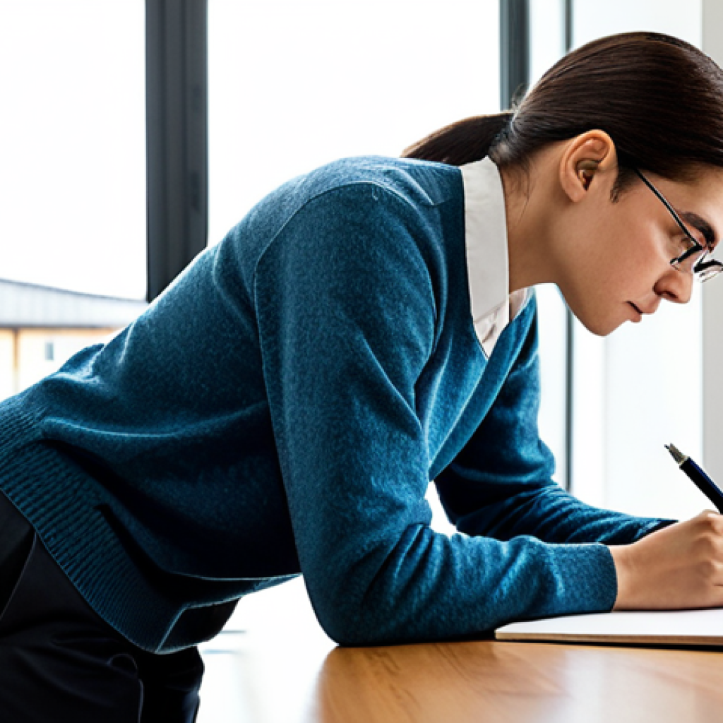 A focused professional, gender-neutral, wearing a modest, smart casual sweater and trousers, is deeply concentrated while studying at a tidy, well-lit desk. They are surrounded by neatly organized books, an open laptop displaying legal texts, and a detailed notebook with a pen, illustrating diligent preparation. The background is a clean, modern home office with soft, natural lighting. The scene conveys a sense of quiet determination and intellectual pursuit. safe for work, appropriate content, fully clothed, professional, perfect anatomy, correct proportions, natural pose, well-formed hands, proper finger count, natural body proportions, professional photography, high quality.