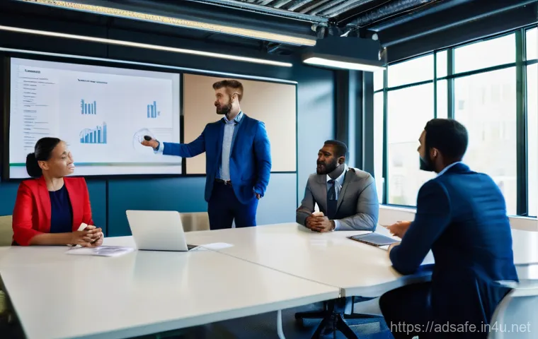 행정안전 직무에서 요구되는 윤리적 기준 - **Image Prompt:** A diverse group of 4-5 professionals, including men and women of various ethniciti...